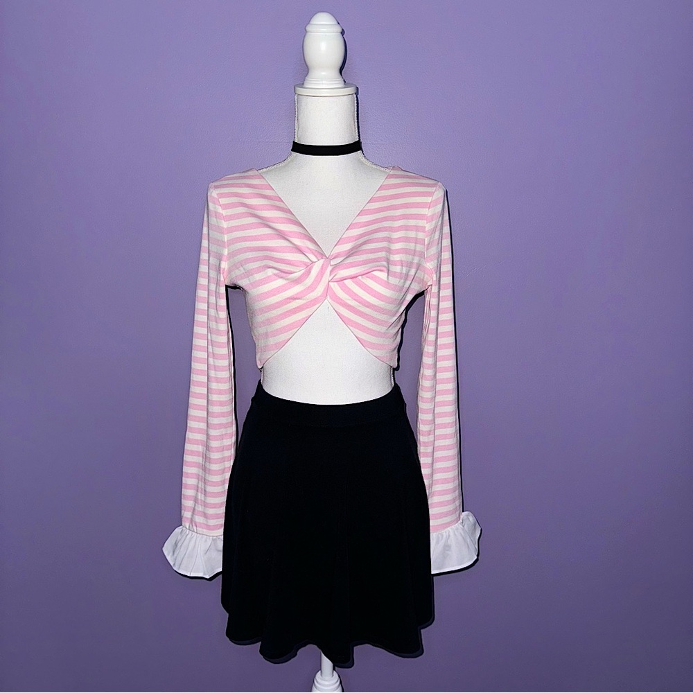 NWT O'Dolly Dearest Pink and White Crop Top